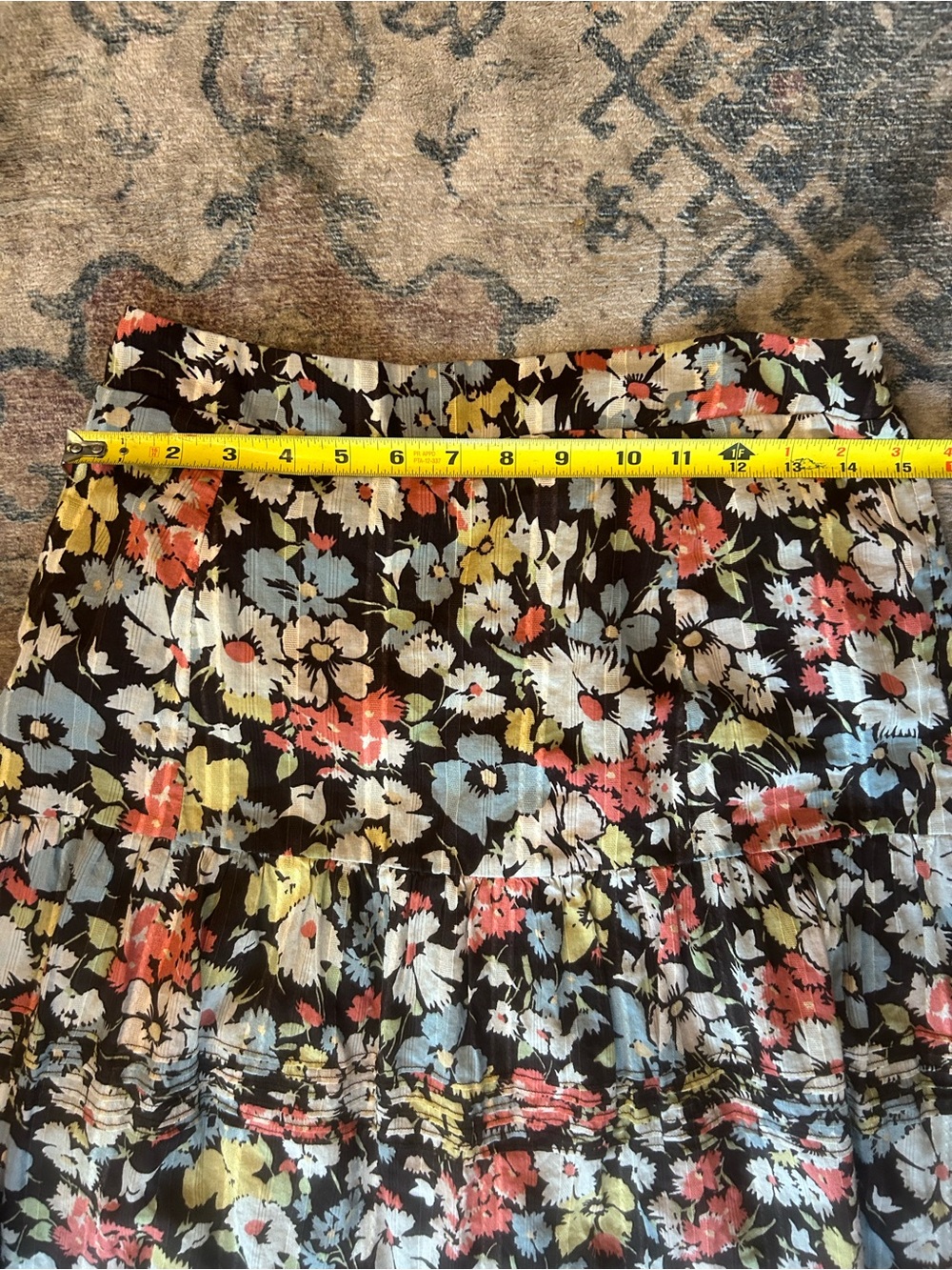 THE GREAT. Floral Tiered Maxi Skirt 100%Cotton Prairie, Boho Zipper in the back - Picture 3 of 7